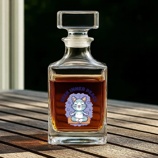 Serenity Cat Yoga Cat Owner Meditation Yoga Fan Whiskey Decanters