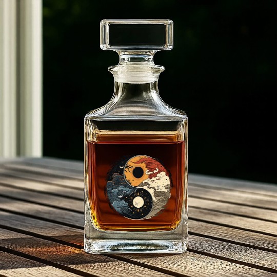 Sun and moon yin yang Whiskey Decanters