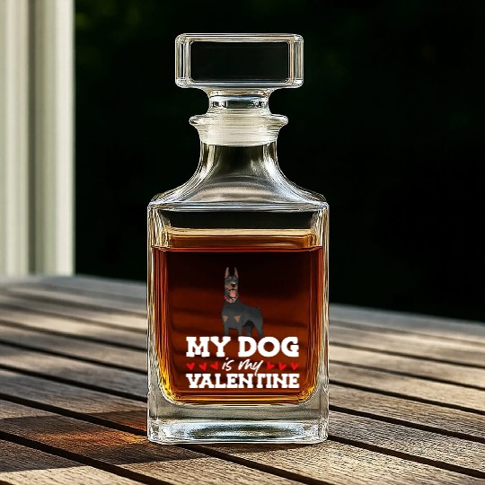 My Dog Is My Valentine Date Cute Doggy Whiskey Decanters