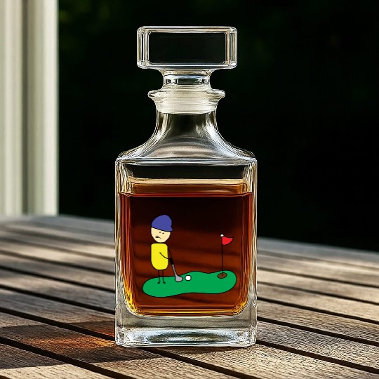 Cute Boy Playing Golf Whiskey Decanters