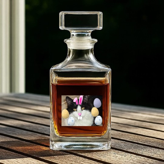 Easter Bunny Cat Face Decor Whiskey Decanters