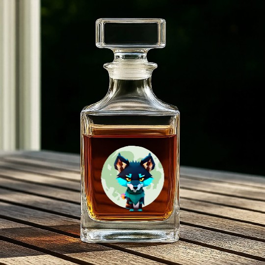 Cute Wolf Moon Graphic Whiskey Decanters