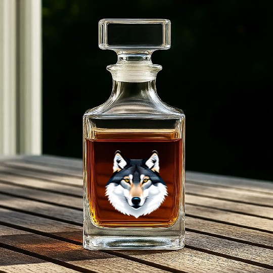 Wolf howling at the moon graphic Whiskey Decanters