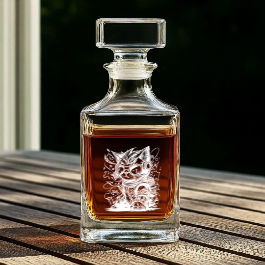 Little Cool Space Cat Splash Tattoo Style Whiskey Decanters