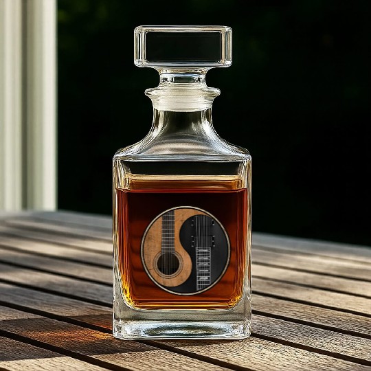 Ying Yang Guitar ArTwork Whiskey Decanters