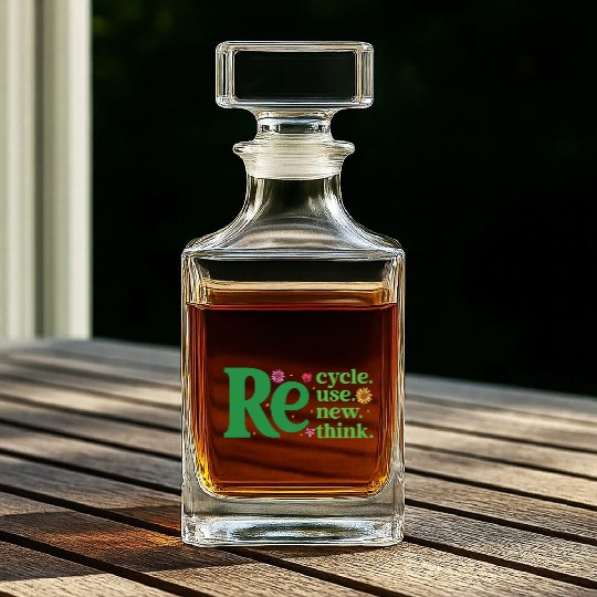 Recycle Reuse Renew Rethink - Earth Day Whiskey Decanters