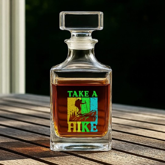 Take a Hike Wanderlust Hiker Hiking Mountains Whiskey Decanters