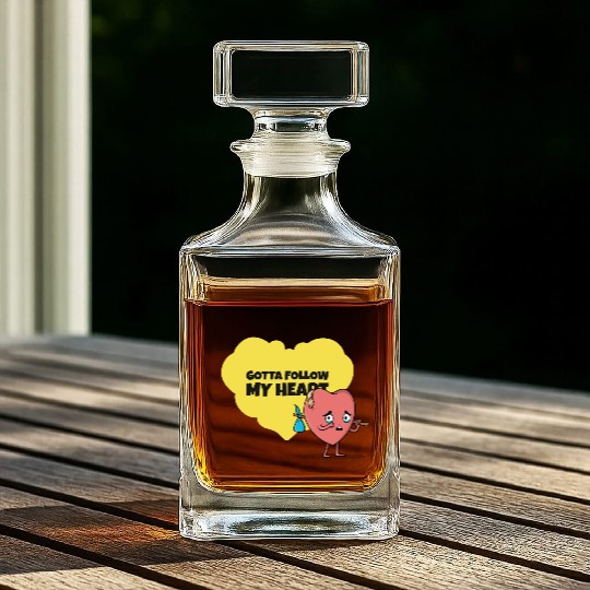 Gotta Follow My Heart Anti Valentine Heart Whiskey Decanters