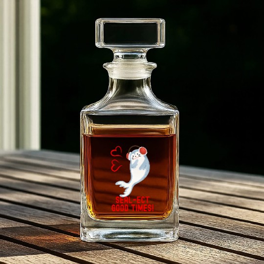 Seal Pun Sealect Good Times Cute Funny Animal Pun Whiskey Decanters