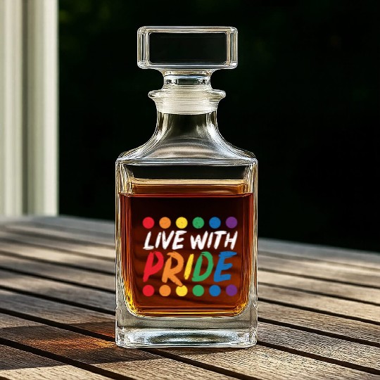 Live With Pride Rainbow Month LGBTQ Gay Pride Whiskey Decanters