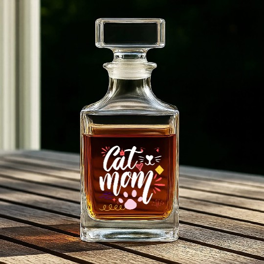 lover Cat mom, Best Cat Mom, Cats Mommy Whiskey Decanters