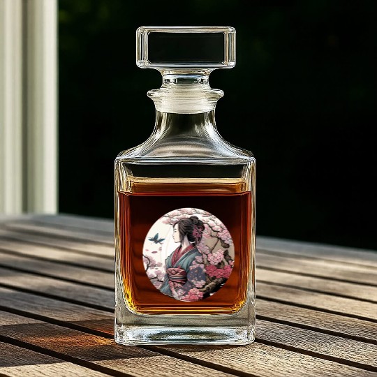 Beautiful Geisha Geiko Geigi Cherry Blossom Sakura Whiskey Decanters