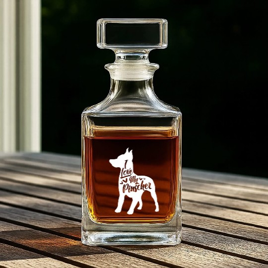 I Love My Pinscher Miniature Pinscher Min Pin Whiskey Decanters