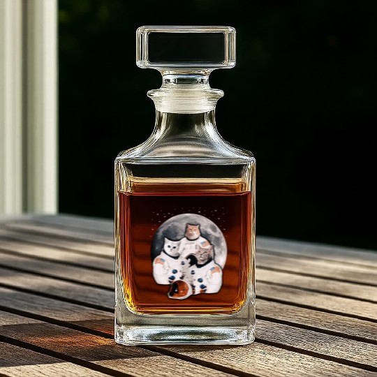 Catstronauts Funny Cat Lover Astronaut Galaxy Men Whiskey Decanters