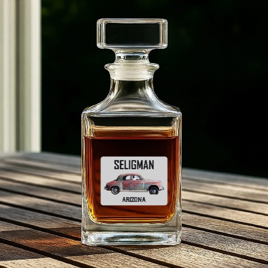 Old car city of Seligman in Arizonna, US Route 66 Whiskey Decanters
