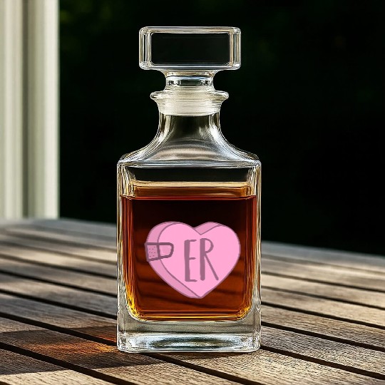 Cute ER Nurse Candy Heart for Valentines Day Scrub Whiskey Decanters