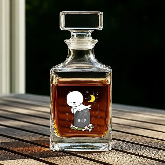 Boo Cute Seal Halloween design trick or treat RIP Whiskey Decanters