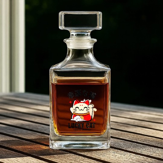 Lucky Cat Tokyo Desing Japanese Writing Whiskey Decanters