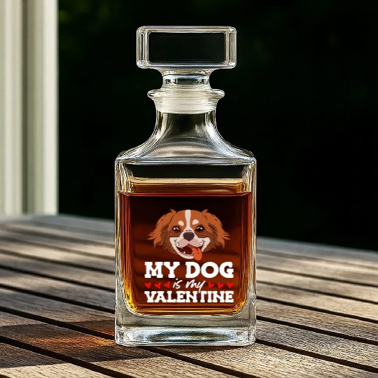 My Dog Is My Valentine Date Cute Doggy Whiskey Decanters