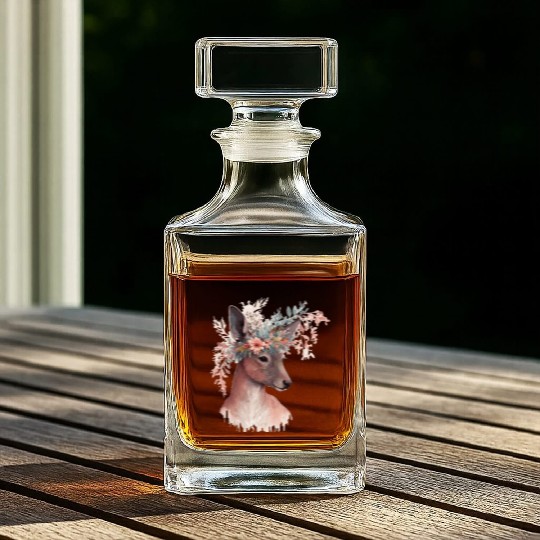Cute Kangaroo Flower Crown Floral Kangaroo Lover Whiskey Decanters