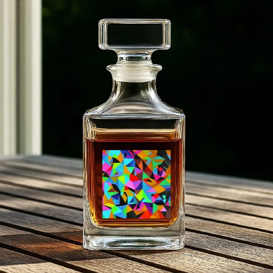 ABSTRACT PAINTING COLORFULL WATERBASE TRIANGLe Whiskey Decanters