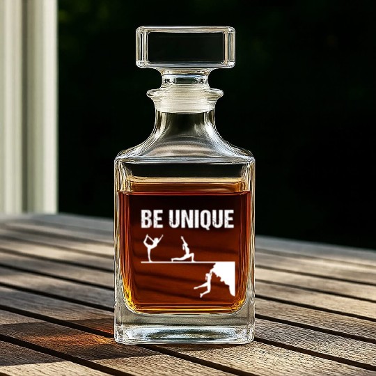 Be Unique Rock Climbing Girl Motivational Design Whiskey Decanters