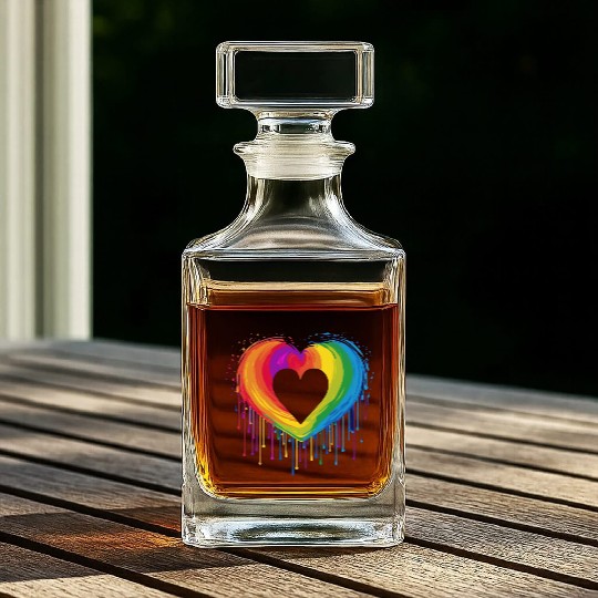 United Love: LGBT Rainbow Heart, Supporting All Whiskey Decanters
