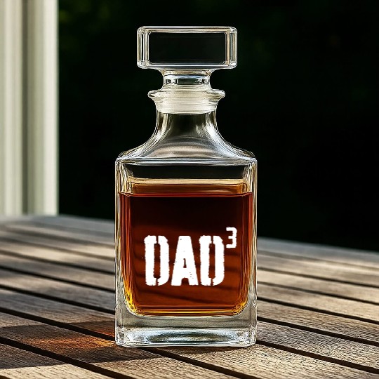 Mens Dad Cubed - Dad of Three Father's Day Whiskey Decanters