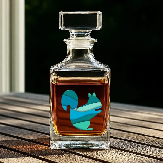 Teal Squirrel Whiskey Decanters