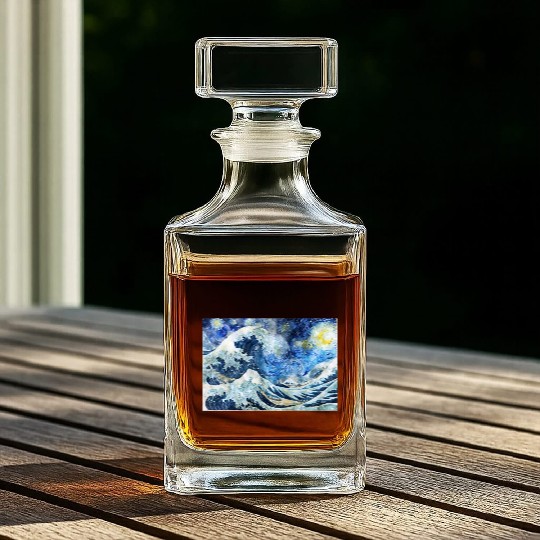 Great Wave During a Starry Night Click on Artist Whiskey Decanters