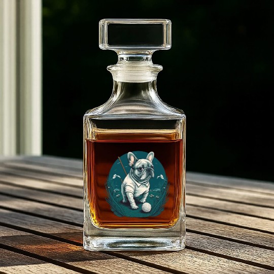 French Bulldog | Golf Sport Player Cute Frenchie Whiskey Decanters
