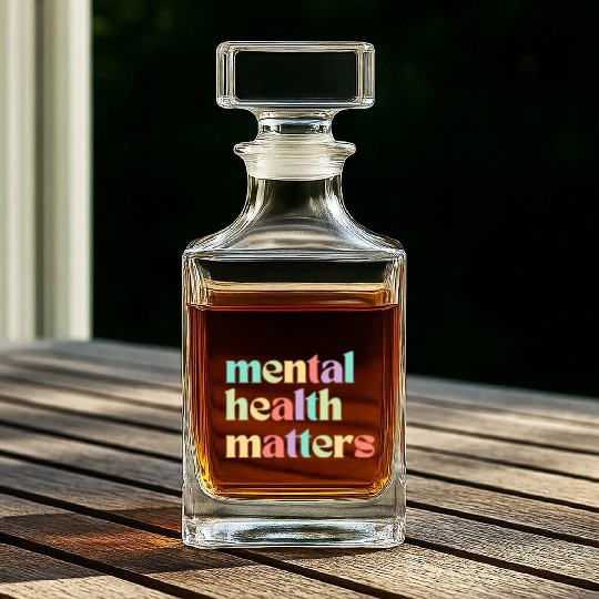 Mental Health Matters | Retro Quote Mixed Peach Whiskey Decanters