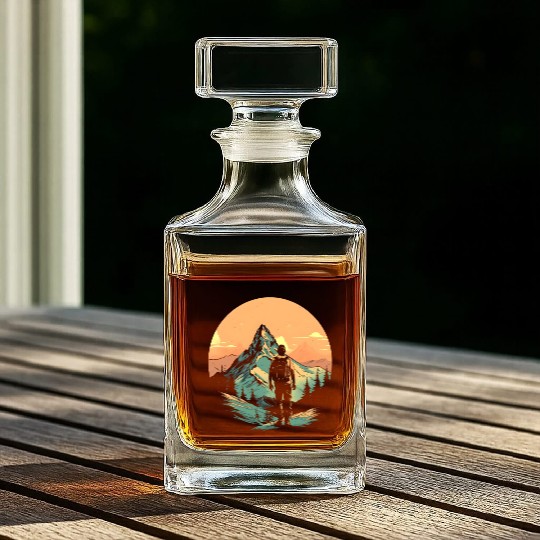 Mountain Hiking Adventure Sunset Whiskey Decanters