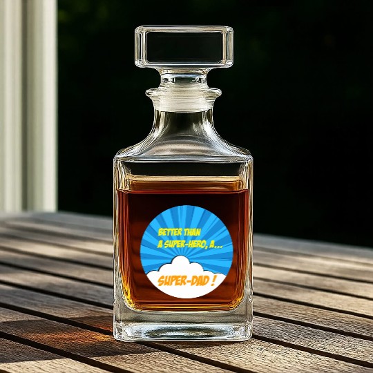 Super-dad super-hero Best dad Father's day Comics Whiskey Decanters