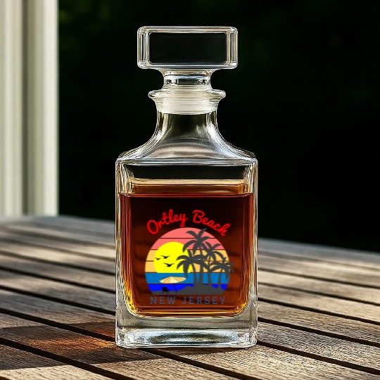 Ortley Beach New Jersey Beach Sunset Whiskey Decanters
