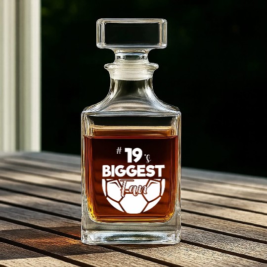 Number 19'S Biggest Fan Player Soccer Mom Dad Chee Whiskey Decanters