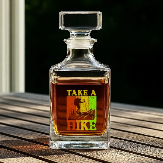 Take a Hike Wanderlust Hiker Hiking Mountains Whiskey Decanters