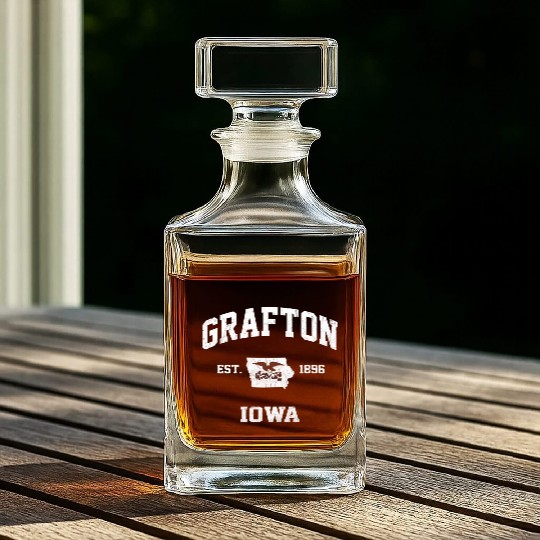 Grafton Iowa Ia State Athletic Style Whiskey Decanters