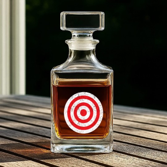 Print On Back Bullseye Target Bulls Eye Fun Whiskey Decanters