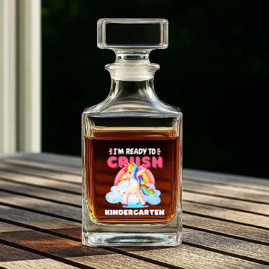 Kindergarten Unicorn Rainbow Back to School Whiskey Decanters