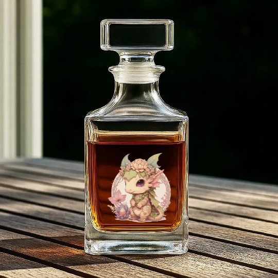 Cottagecore Cute Baby Dragon Kawaii Anime Fantasy Whiskey Decanters