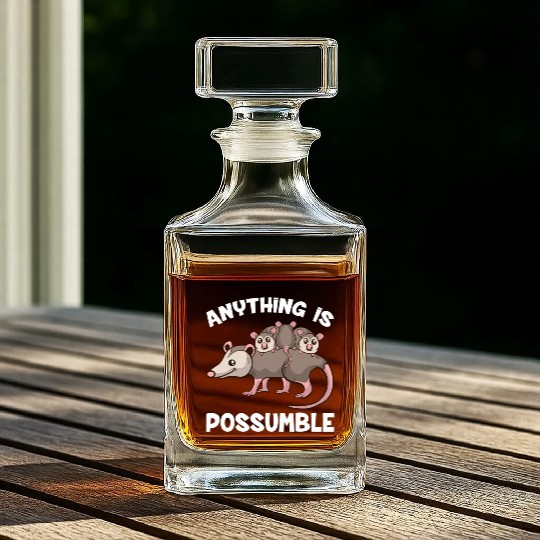 Opossum Anything Is Possumble Possum Family Whiskey Decanters
