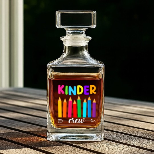 Kinder Crew Teacher Back To School Kindergarten Pe Whiskey Decanters