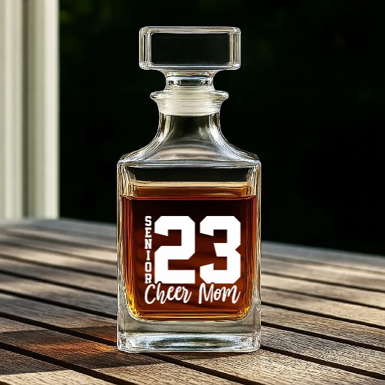 Senior Cheer Mom 23 Cheerleader Parent Class of 20 Whiskey Decanters