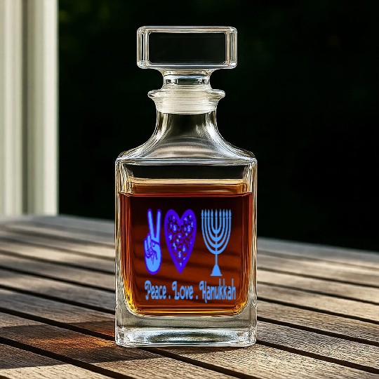 Peace Love Hanukkah 2021 Jewish Menorah Hanukkah C Whiskey Decanters