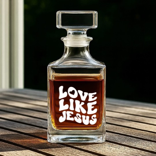 Catholic Christian Love Like Jesus Preppy Groovy Whiskey Decanters