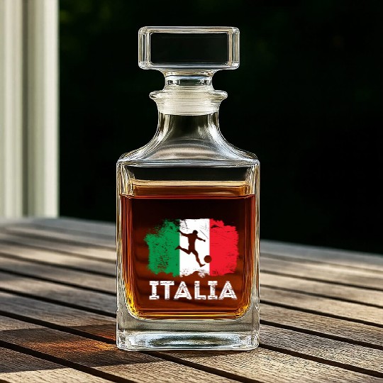 Italian Soccer Grunge Flag Whiskey Decanters
