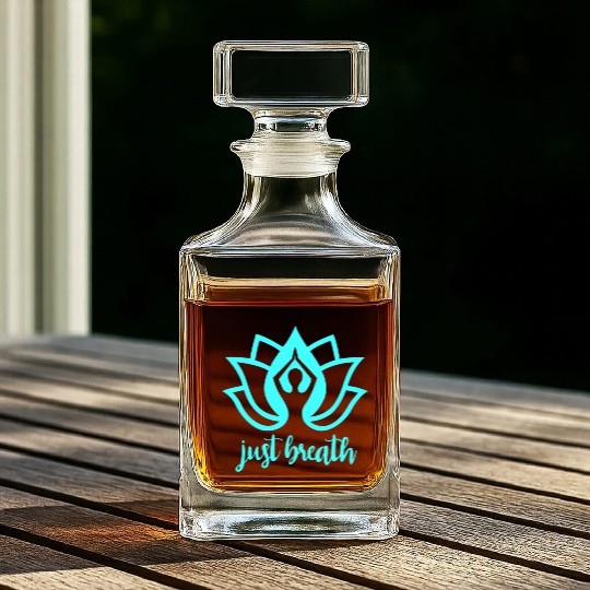 Just Breath Yoga Namaste Zen Lotus Whiskey Decanters