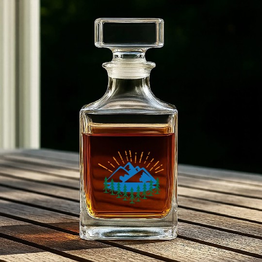 Blue Mountain And Forest Whiskey Decanters