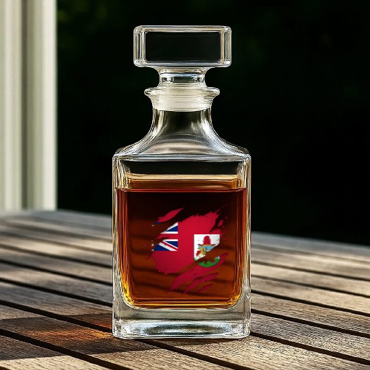 Proud Bermudians Torn Ripped Bermuda Flag Whiskey Decanters